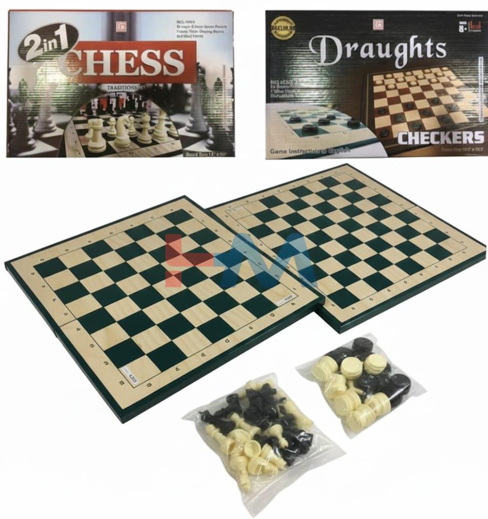 2in1 Chess & Checkers Board Game