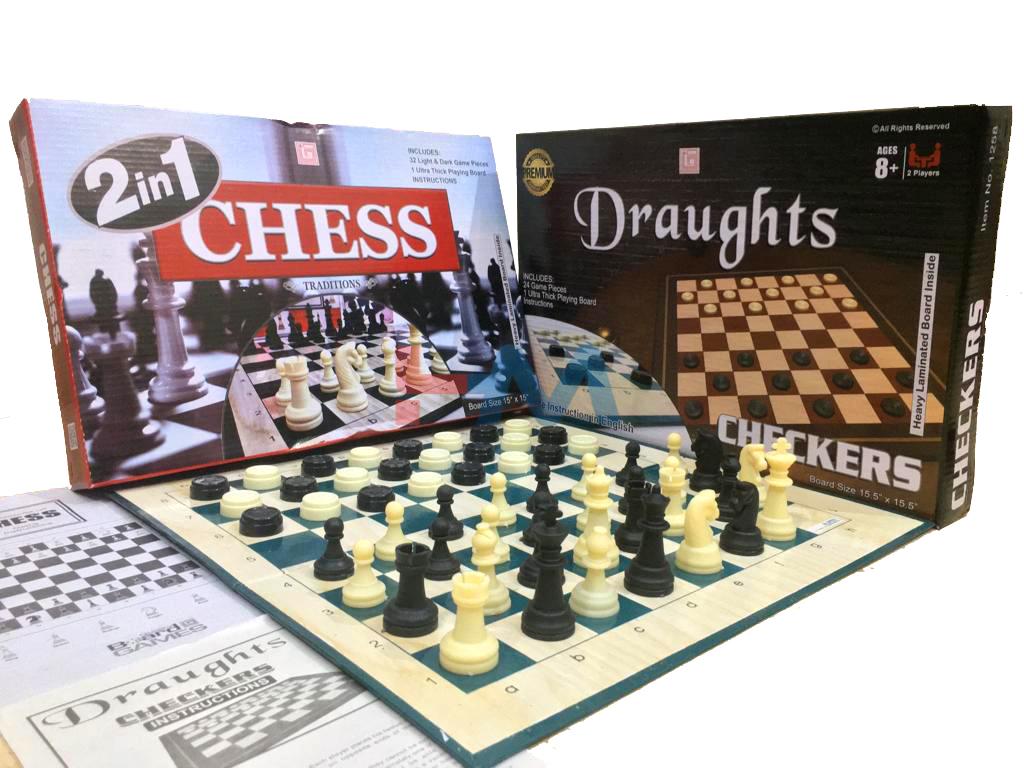 2in1 Chess & Checkers Board Game