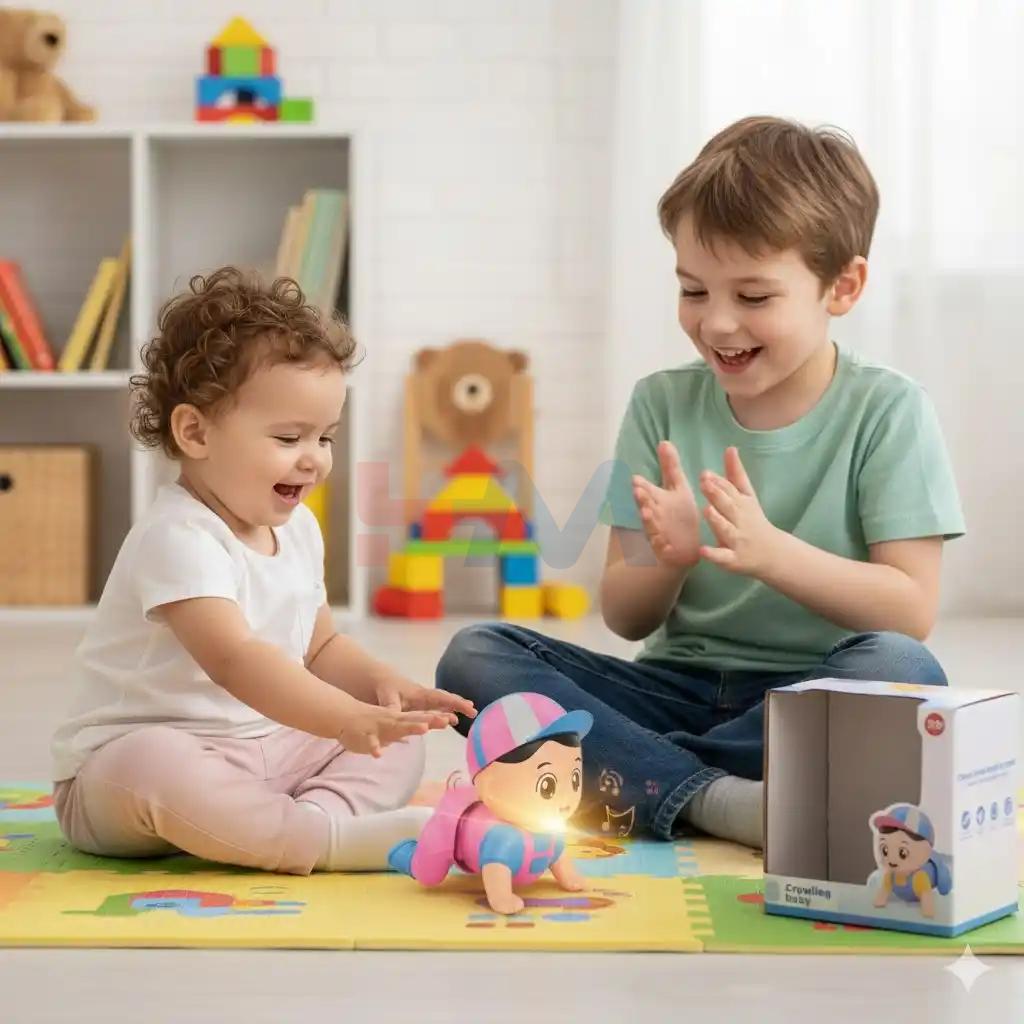 Interactive Crawling Baby Toy with Music, Sound Effects, and LED Lights