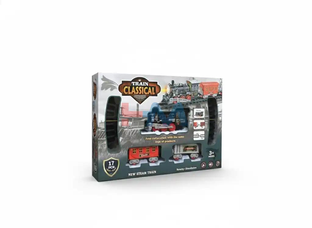Deluxe Battery Operated Electric Train Set Track, Sound, and Light for Kids-17Pcs