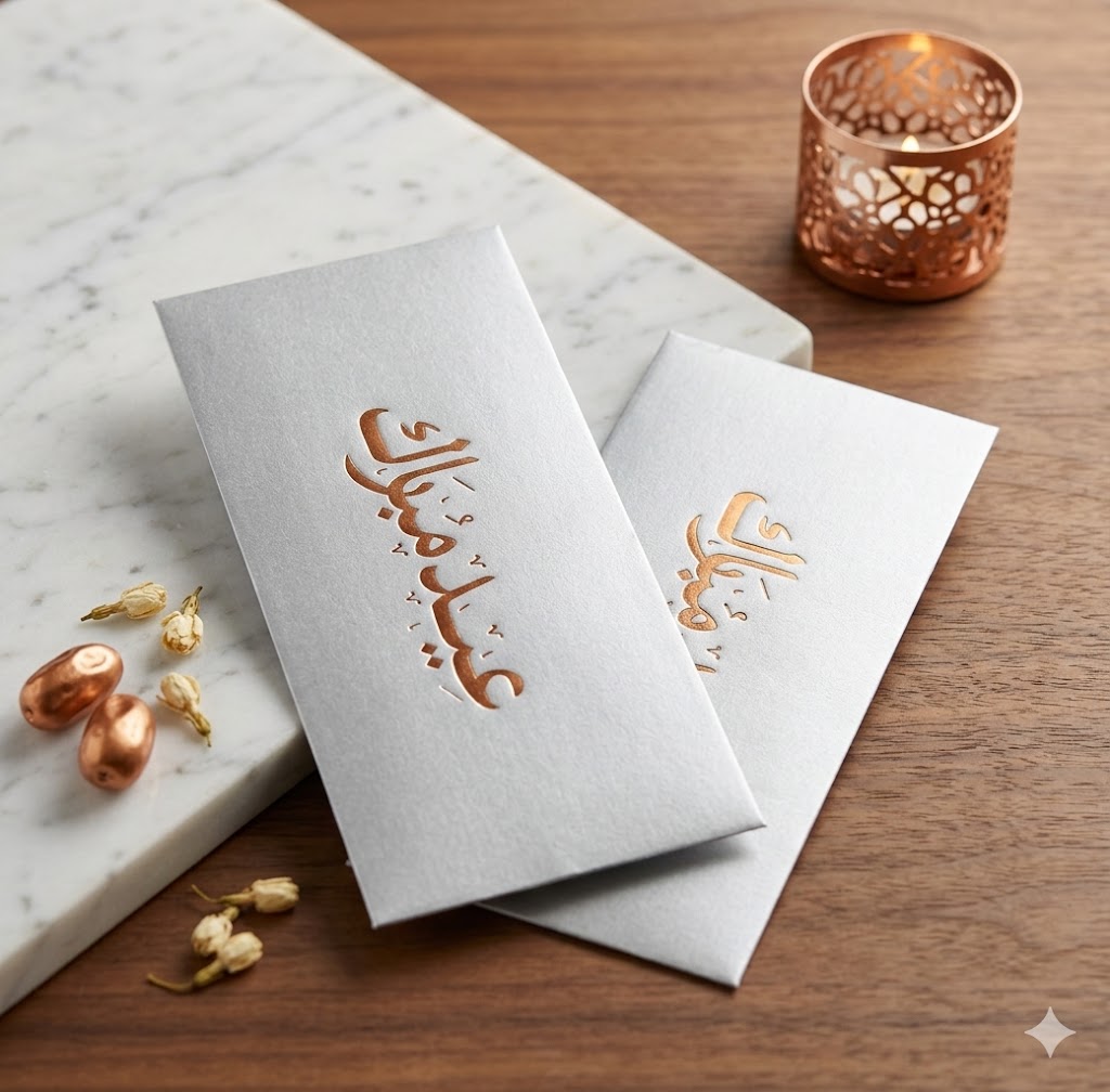 Classic Silver Eid Mubarak Envelope Pack of 10