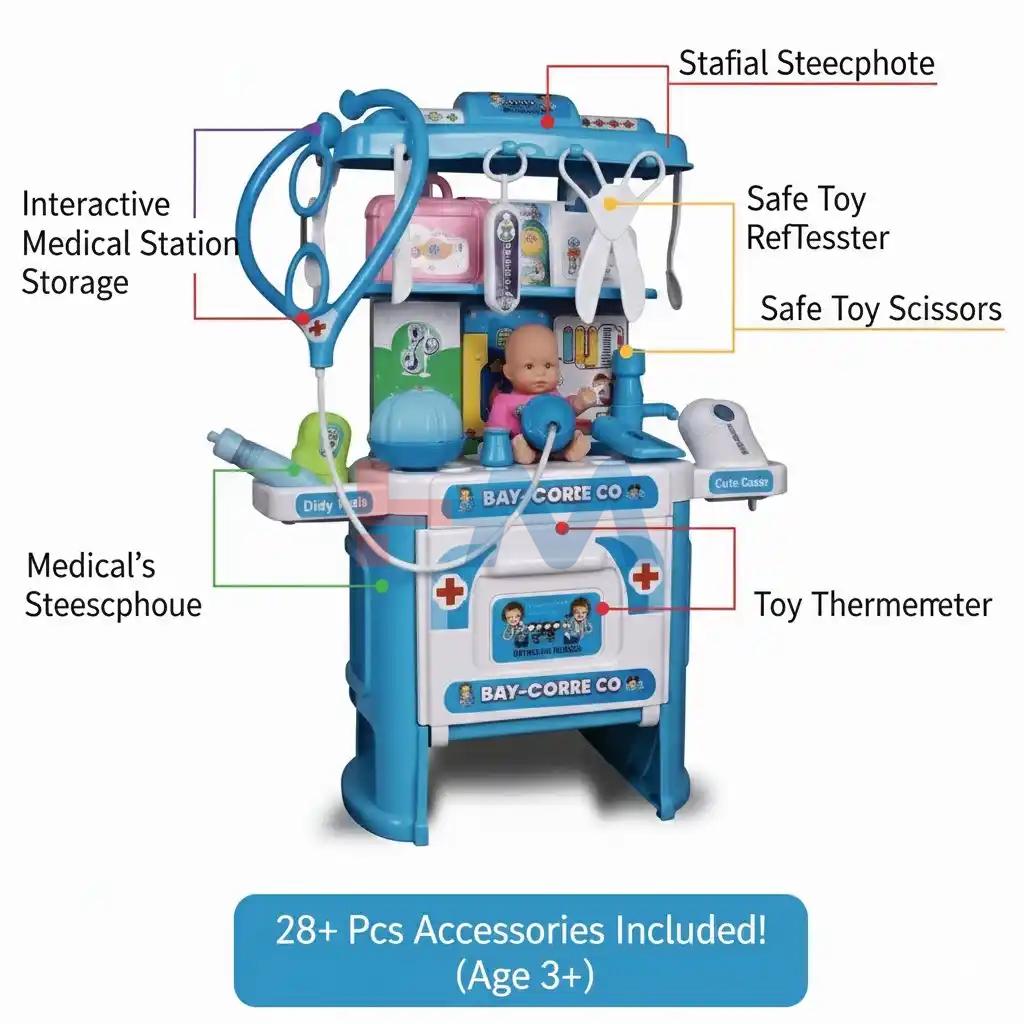Interactive Kids Doctor Clinic Role Play Center - 28Pc