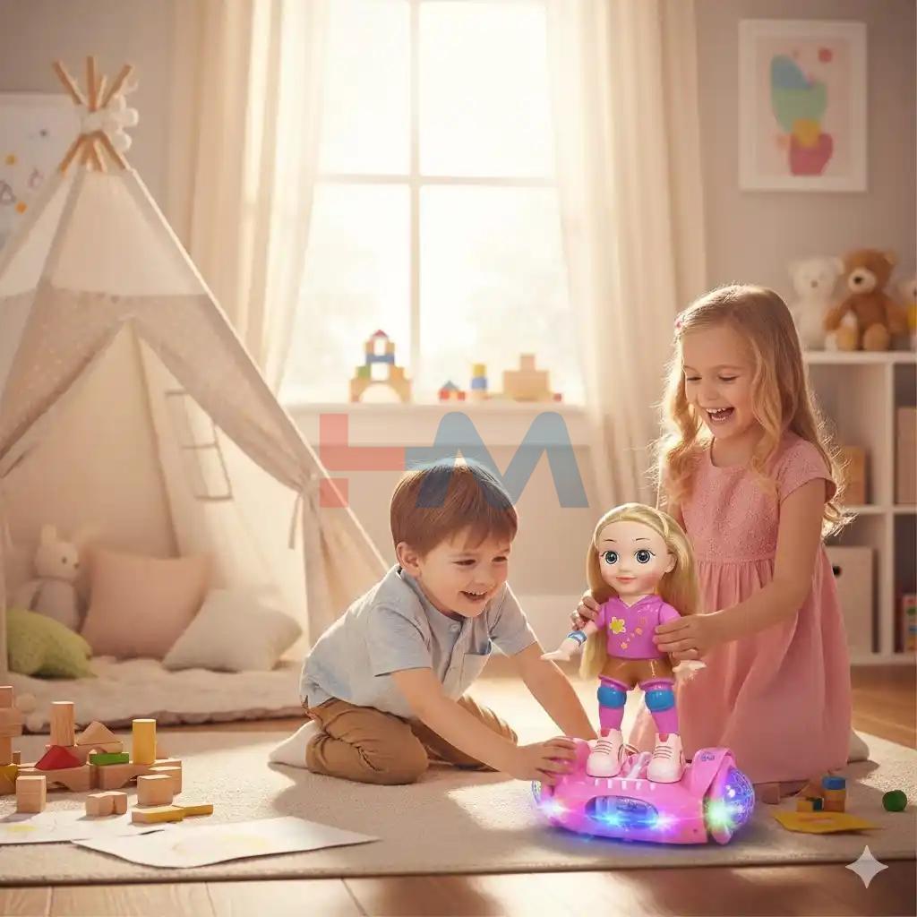 Kids' Interactive Roller Doll with Automatic Rotation and Flashing Wheels – Best Gift Toy