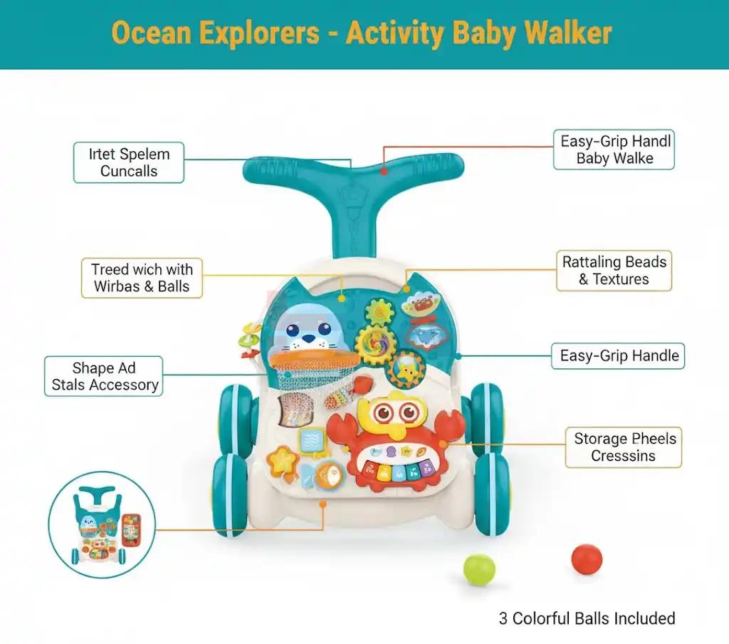Haunger 2 in 1 Baby Walker & Actve Table