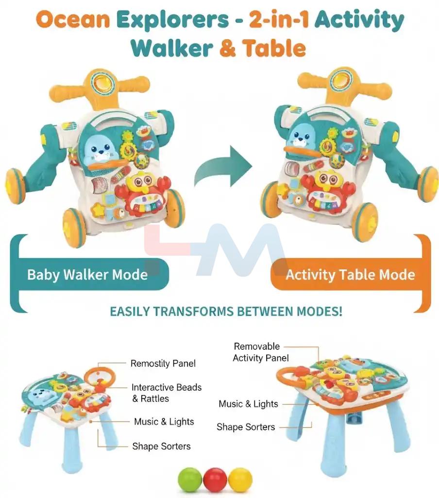 Haunger 2 in 1 Baby Walker & Actve Table