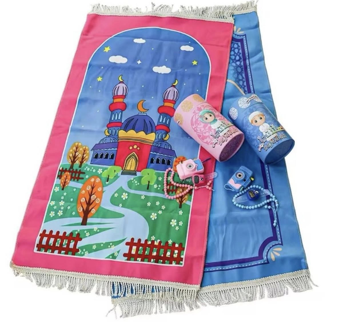 Kids Islamic Prayer Mat with Tasbeeh & Coin Money Bank