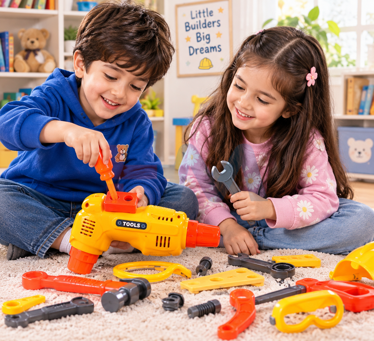 Kids DIY Tool Set with Toy Drill, Hammer & Wrench