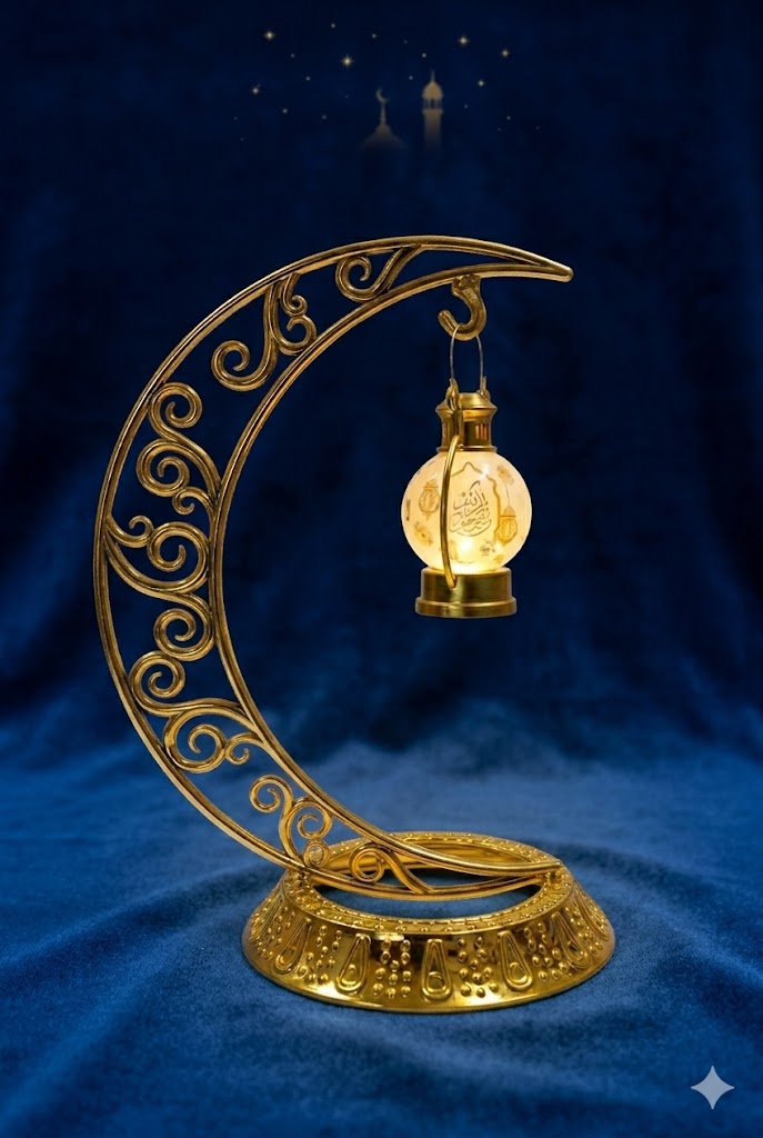 Moon Stand Golden With Lattern (16 Inch)