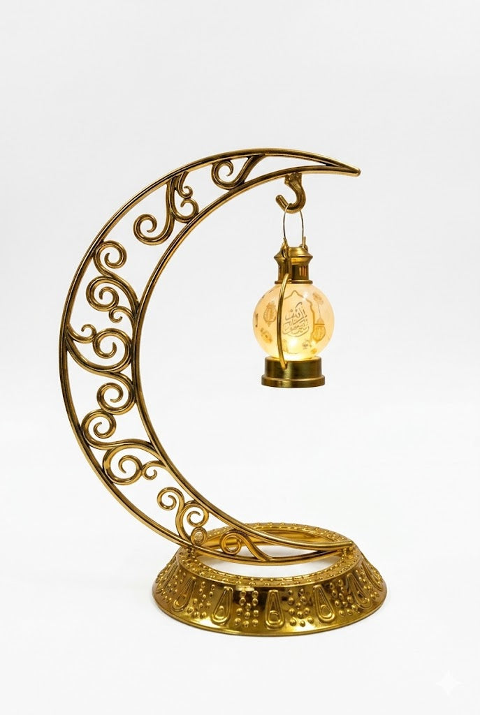 Moon Stand Golden With Lattern (16 Inch)