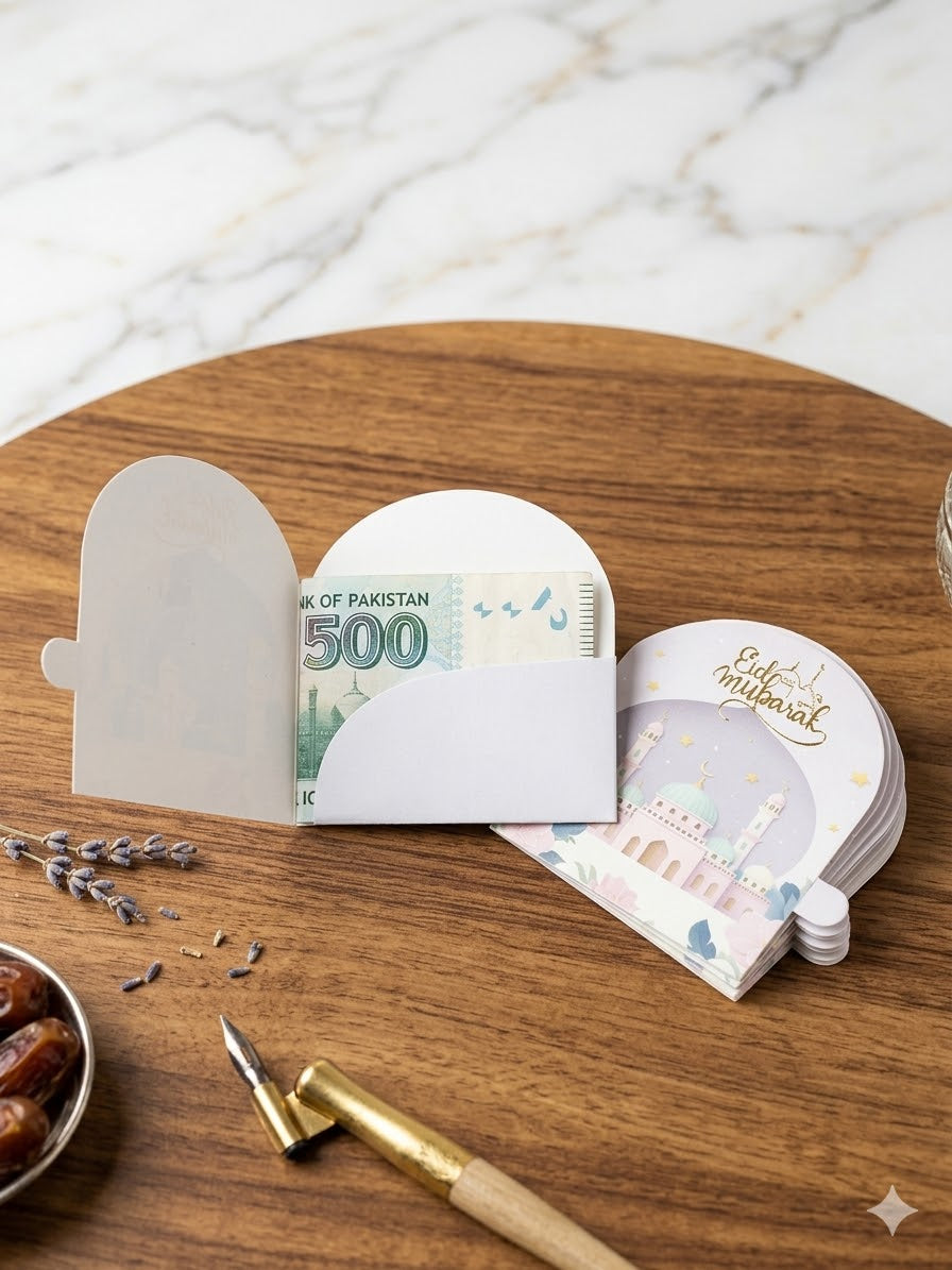 Eid Mubarak Mini Wallet Style Foil Printed Envelope 10 Pc
