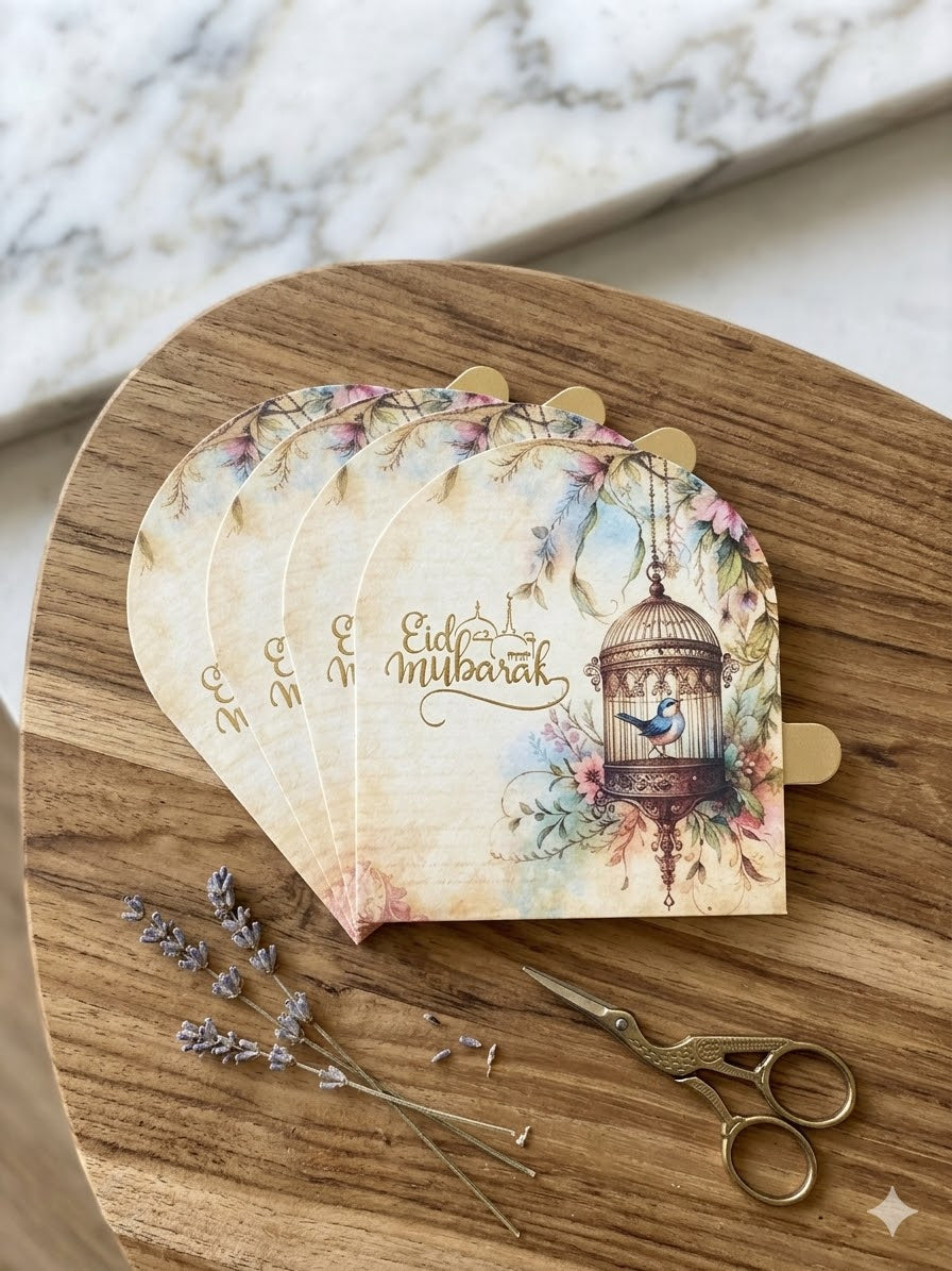 Eid Mubarak Mini Wallet Style Foil Printed Envelope 10 Pc