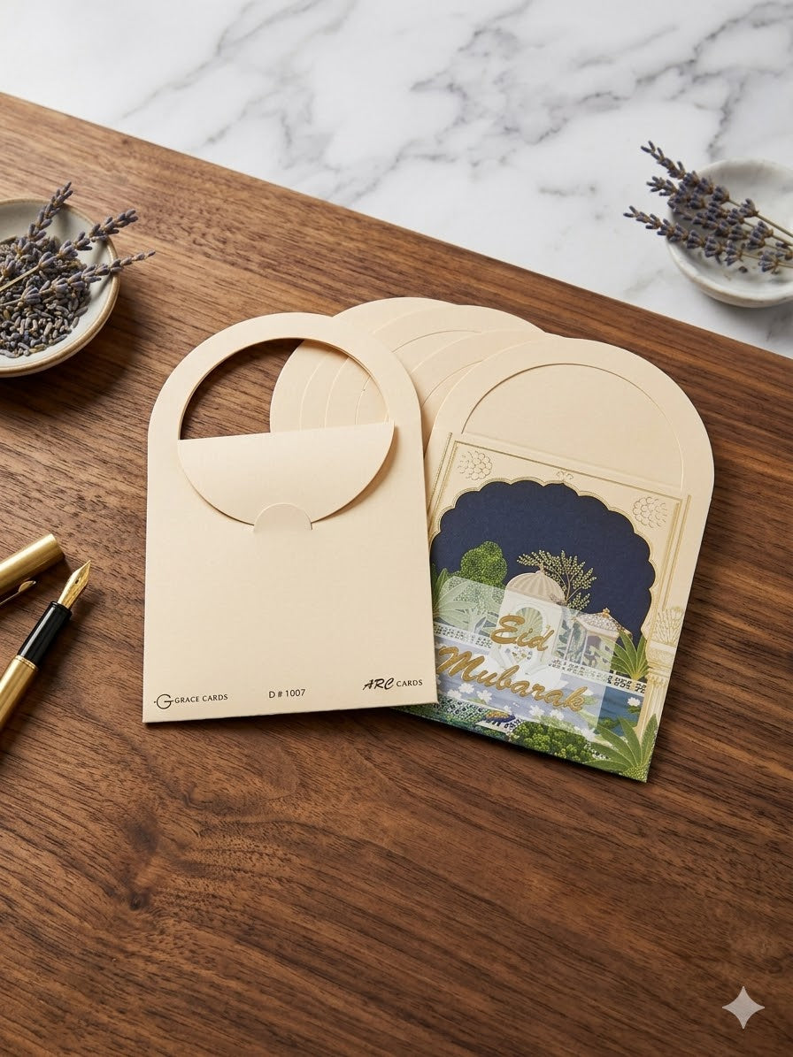 Eid Mubarak Foil Printed Mini Hand Style Envelop 10 Pc
