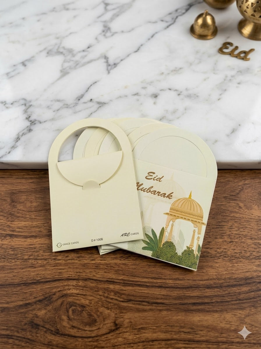 Eid Mubarak Foil Printed Mini Hand Style Envelop 10 Pc