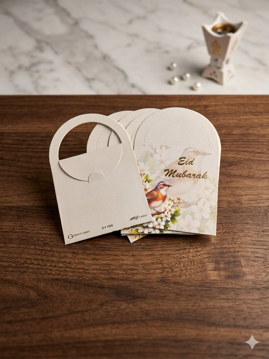 Eid Mubarak Foil Printed Mini Hand Style Envelop 10 Pc