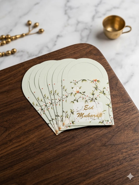 Eid Mubarak Foil Printed Mini Hand Style Envelop 10 Pc