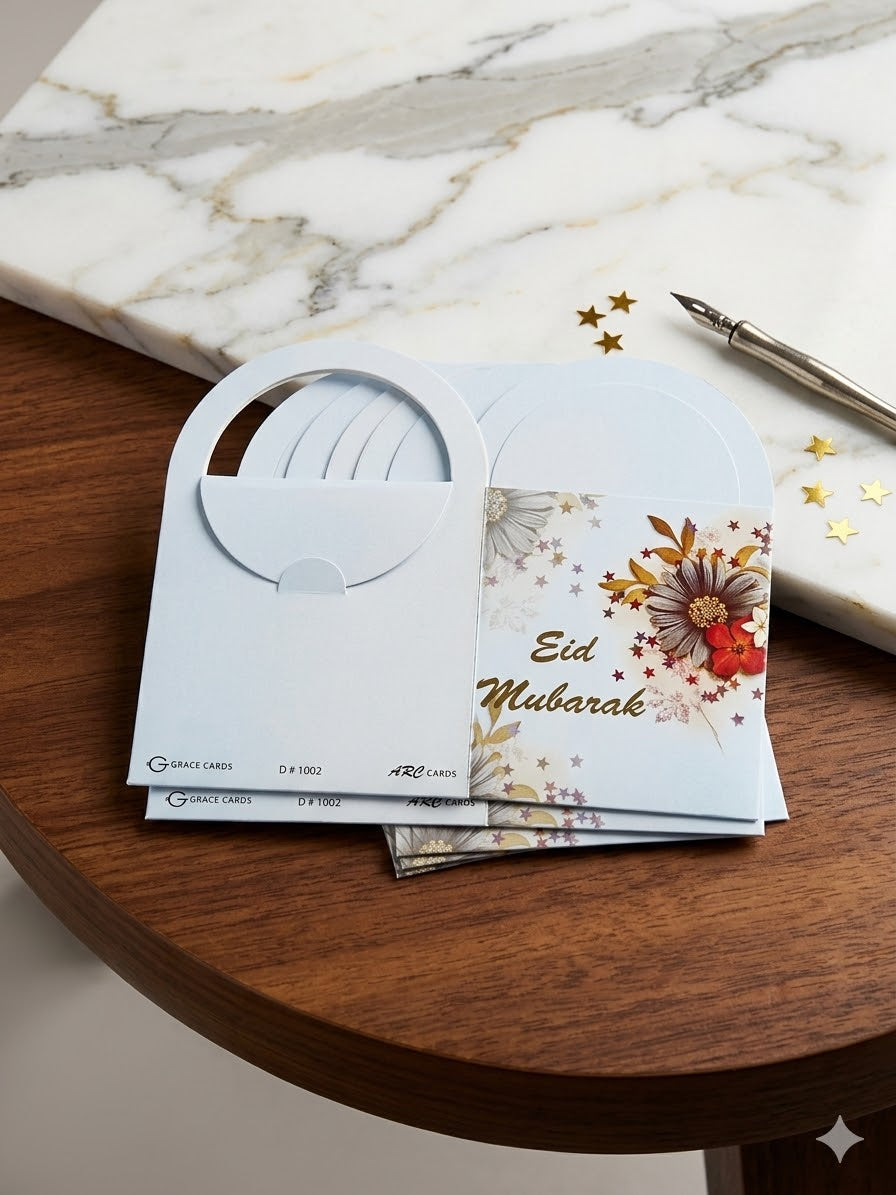 Eid Mubarak Foil Printed Mini Hand Style Envelop 10 Pc