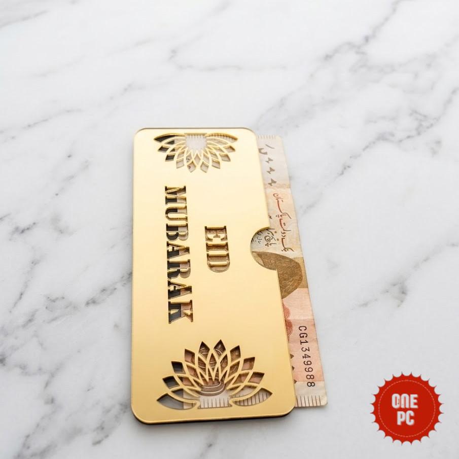 Golden Acrylic Eid Mubarak Envelope
