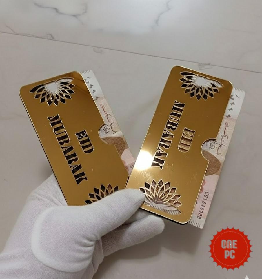 Golden Acrylic Eid Mubarak Envelope