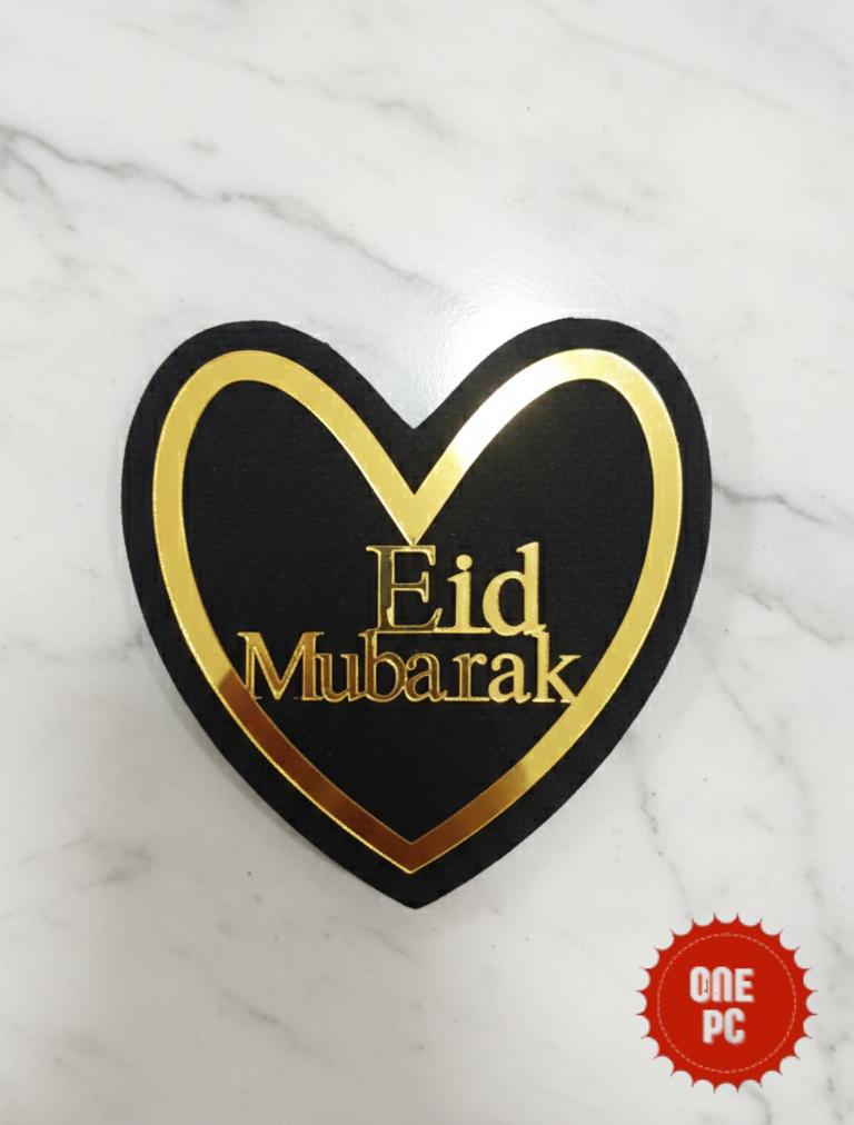 Royal Heart Black Velvet Eid Mubarak Envelope 1 PC