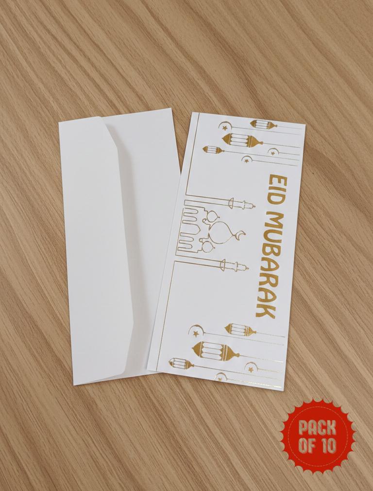 Premium Foil Printend Eid Mubarak Envelope 10 PC