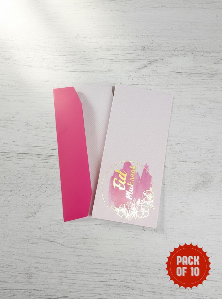 Eid Mubarak Pink Foil Printed Envelope 10 PC