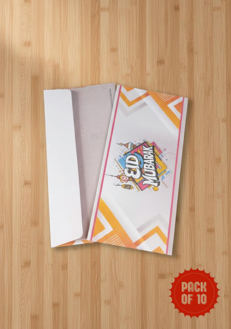 Classical Eid Mubarak Printed Cards Enveloipe 10 PC