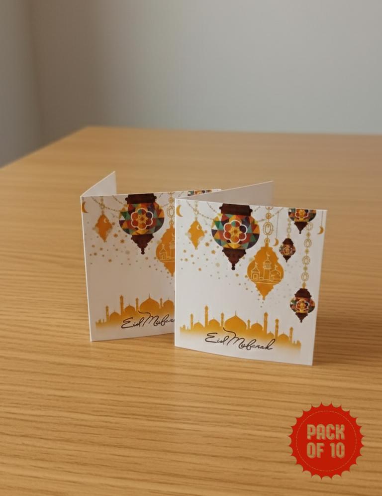 Eid Mubarak Printed Mini Gift Cards 10 PC