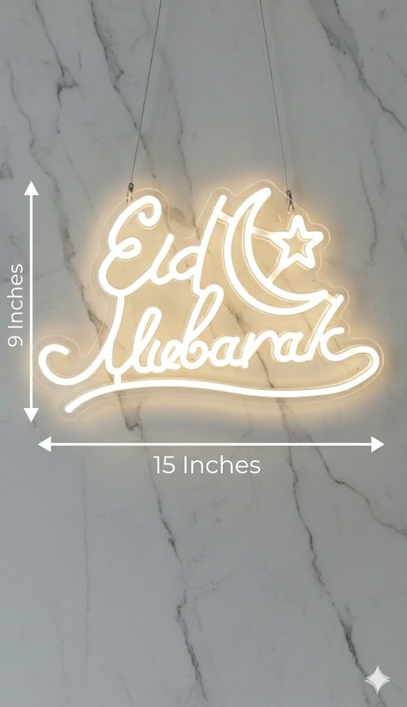 Eid Mubarak Moon Star Neon LED Light For Home Decor