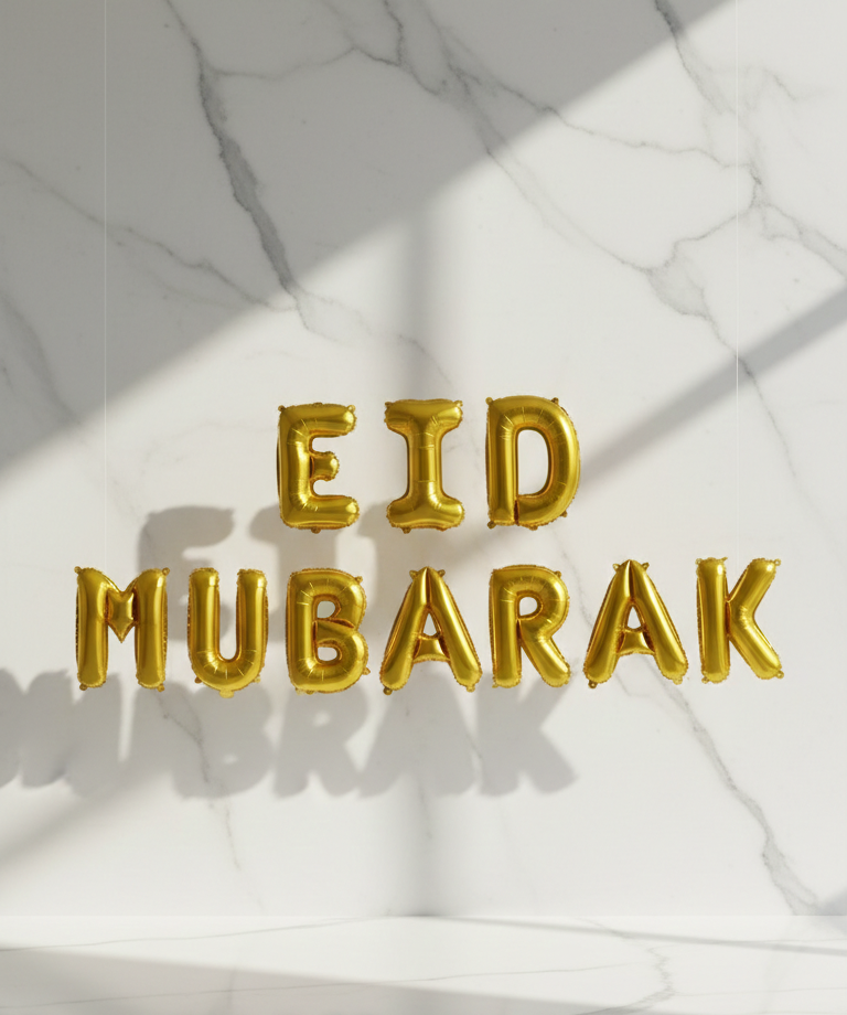Golden Eid Mubarak Foil Balloon Alphabets Set