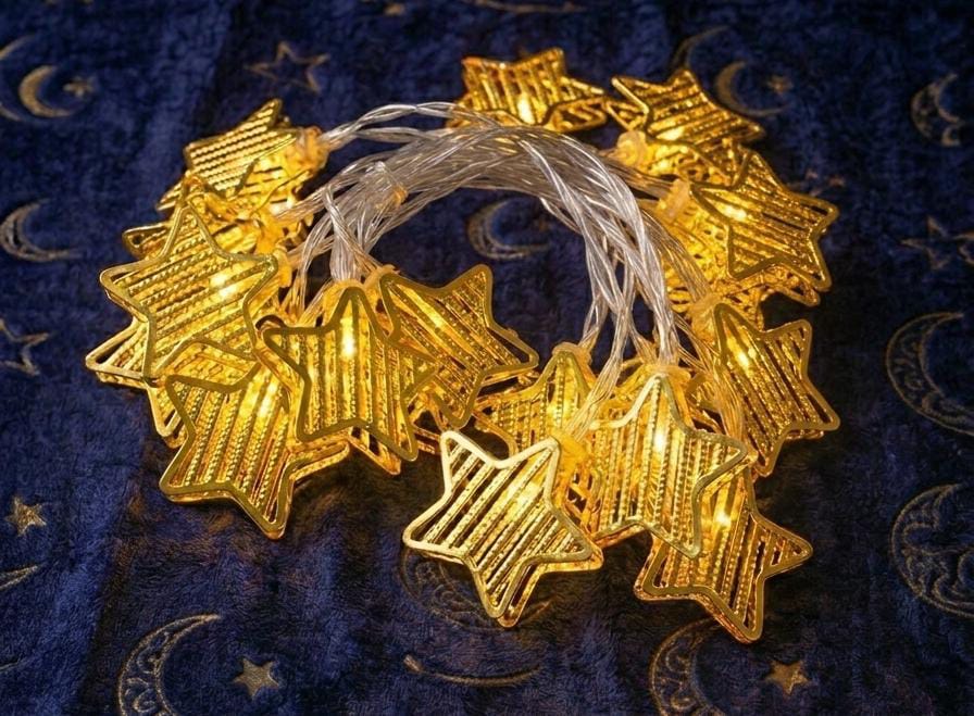 10 Pc Golden Star Fairylight Battery Operated