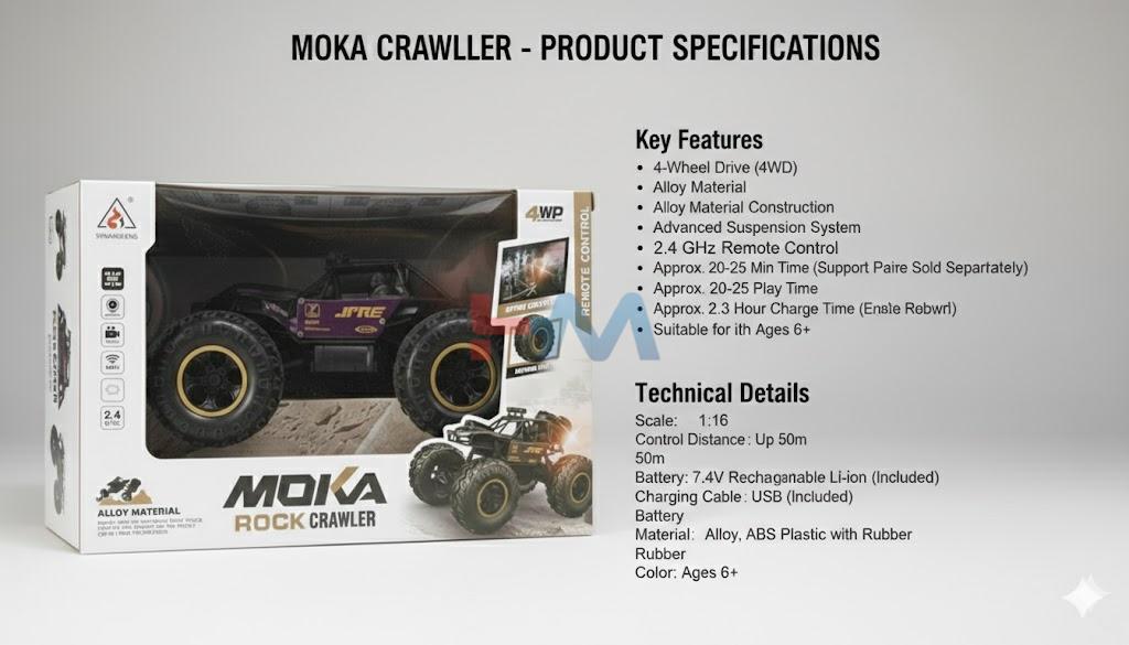MOKA Rock Crawler: 4WD Alloy Stunt Racer