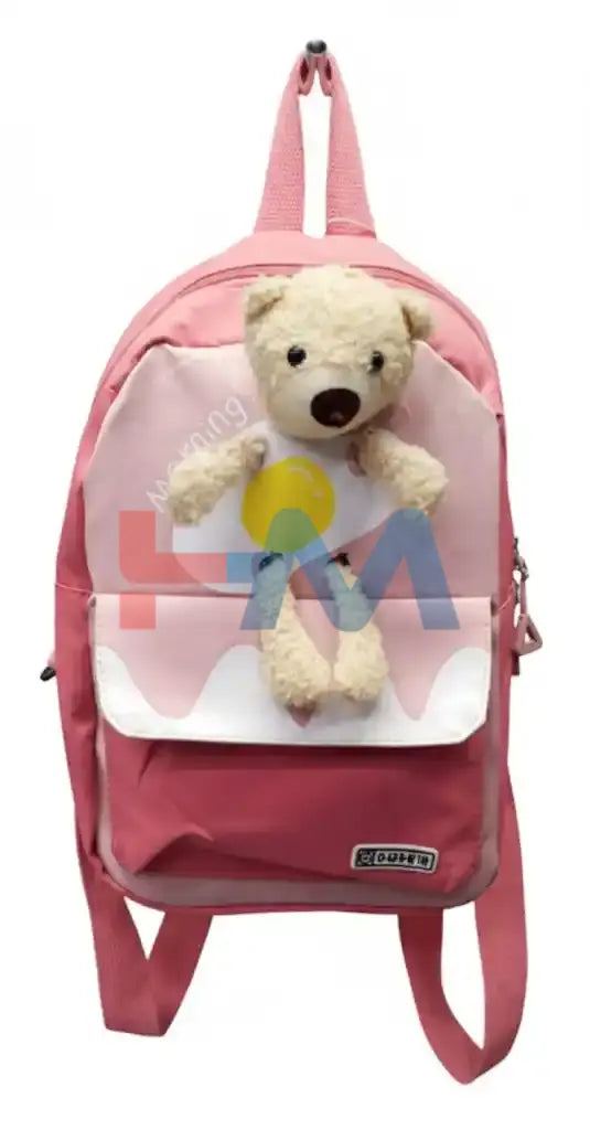Pink Bear Character Face Small BackPack