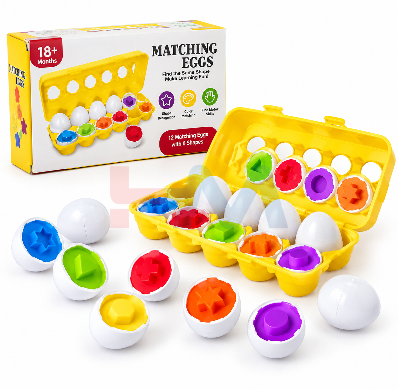 Toddler Educational Matching Eggs with Colorful Shapes