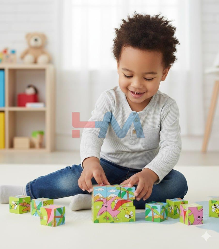 6 in 1 Wooden Dinosaur Cube Jigsaw Puzzles
